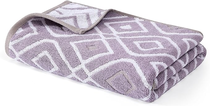 Modern Threads Oxford 6-Piece 100% Cotton Towel Set – Yarn Dyed Jacquard & Solid – Includes 2 Bath Towels, 2 Hand Towels, 2 Washcloths – Absorbent, Quick Dry, Soft & Durable – Lavender