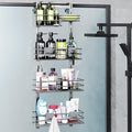 Orimade Shower Caddy Adjustable Height 4 Tier Silver,Bathroom Hanging Over the Door Organizer Shelf Rustproof with 4 Hooks,Shower Basket with Soap Holder and Suction Cup