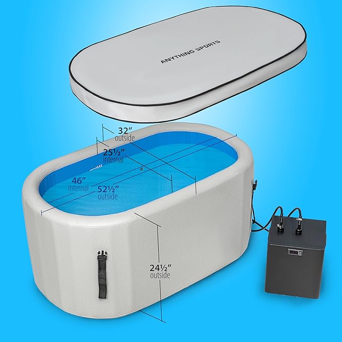 Glacier Ice Bathtub with Chiller. 1 HP Chiller with Tub Included (Gray, 1 HP)