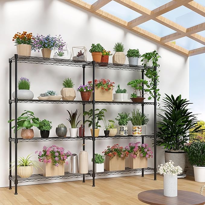 VINGLI 58" W Storage Shelves 1220LBS Heavy Duty Metal Shelving, Upgraded 4 Tier Garage Shelving Unit, Adjustable Wire Shelf for Storage Rack Commercial Pantry Shelf Organizer, 58" W × 13.8" D × 59" H