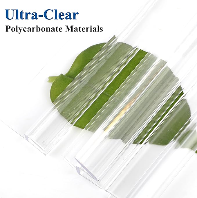Frameless Shower Door Seal Strip 4 Pack x 39 Inch U for 3/8" Thick Glass Shower Door Side Seal Strip Bottom Seal Door Sweep, Ultra Clear Polycarbonate, Stop Shower Leaks Create A Water Barrier