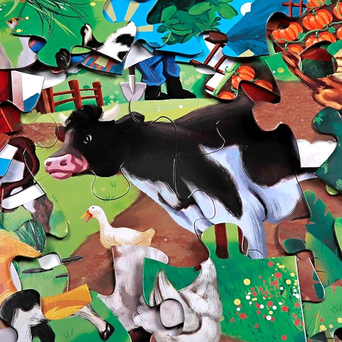 Jumbo Floor Puzzle for Kids,Farm Animals Jigsaw Large Puzzles,48 Piece Barn Puzzle for Toddler Ages 3-5,Children Learning Preschool Educational Toys,Birthday Gift for 4-8 Years Old Boy and Girl