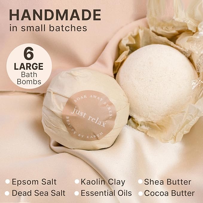 Bath Bombs Gift Set, USA Made with Organic & Natural Ingredients, Christmas Stocking Stuffers for Women & Men, Relaxing Spa Gifts, Wife Stocking Stuffers