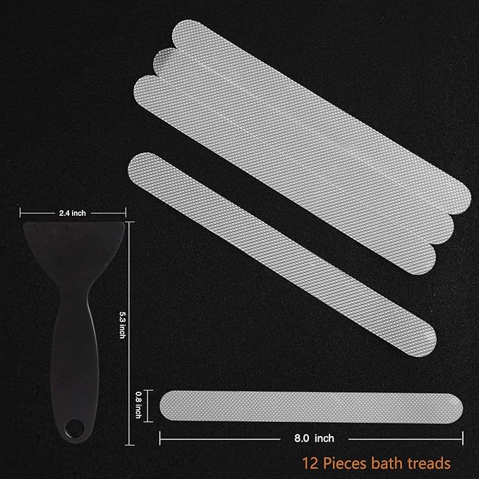 Original Anti Slip Shower Stickers, Safety Bathtub Strips Adhesive Decals with Premium Scraper for Bath Tub Shower Stairs Ladders Boats