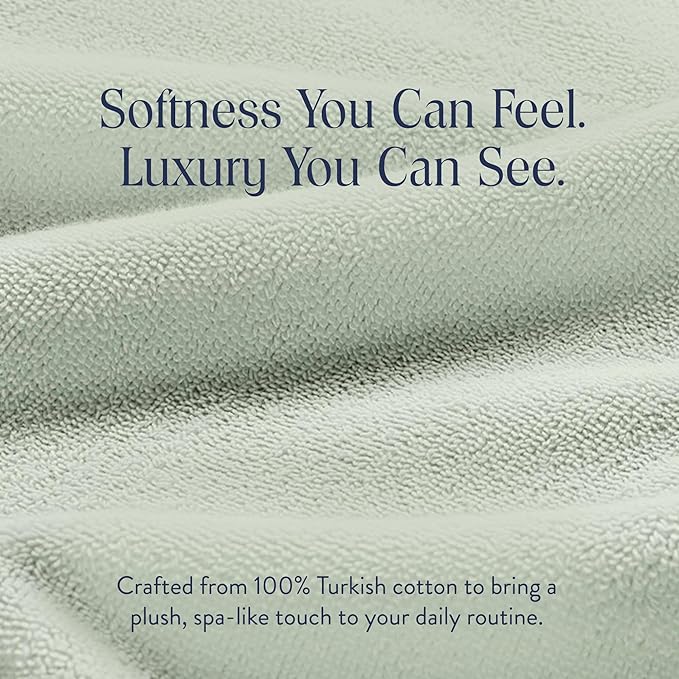 Brooklinen Super-Plush Turkish Cotton Hand Towels - Set of 2 - Cotton, 820 GSM, Highly Absorbent, Machine Washable, Perfect for Home & Bathroom (20" x 30", Aloe Green)