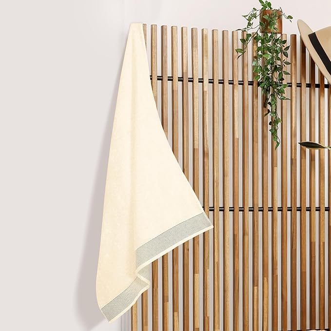 Belizzi Home Cotton 2 Pack Oversized Bath Sheet 35 x 70, Large Bath Sheet, Ultra Absorbent, Compact, Eco-Friendly and 100% Recyclable, Quick Drying and Lightweight Towel - Ivory
