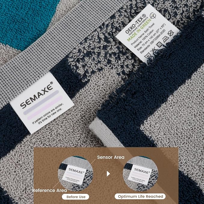 SEMAXE Bathroom Towel, 100% Cotton Bath Towel with Hanging Loop and Smart Tag, Hotel & Spa Quality Soft Absorbent Towel, Gift Box Packaging, 1 Pc Bath Towel, 55" L x 27" W