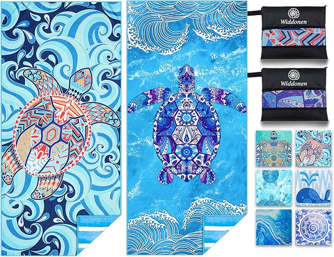 2 Pack Microfiber Lightweight Beach Towel Sand Free Quick Dry Absorbent Thin Compact Towels for Swimming Pool Camping Beach Accessories Large Easy Pack Travel Things for Vacation Essentials Gift