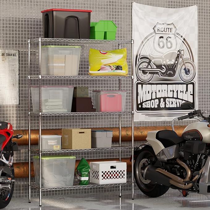 14" Deep x 48" Wide x 74" Height Wire Shelving Kit | 5-Tier | NSF Commercial Storage Rack Unit