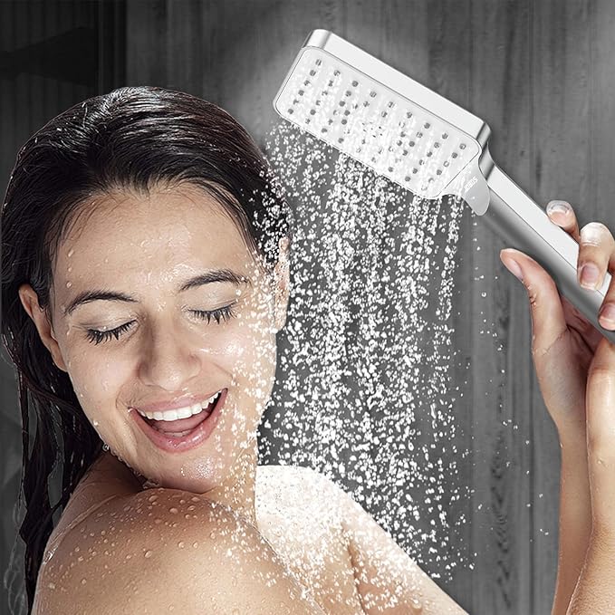 Shower System Modern Rain 8 inches Brass Faucet Set With Valve and Diverter Shower Mixer With Handheld High Pressure Square Rainfall Shower Valve (8'' Wall Mount, Chrome Polished)