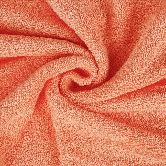 CASA COPENHAGEN Solitaire 6 Pieces Towel Set- Malibu Peach, 600 GSM 2 Bath Towel 2 Hand Towel 2 Washcloth, Designed in Denmark Made of Soft Egyptian Cotton for Bathroom, Kitchen & Shower