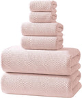 REDKISS Pink Towel Set, 6 Piece Premium Soft Bath Towel Set, Highly Absorbent Luxury 6-Pack with 2 Bath Towels, 2 Hand Towels, 2 Washcloths for Bathroom, Gym, Hotel, and Spa Daily Use