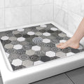 Square Shower Mat Non Slip: 31x31 Inch Extra Large Shower Floor Mat with Drain Hole in Middle - Soft PVC Loofah Bath Mat for Shower - Anti Slip Shower Stall Mat for Elderly and Kids