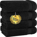Cotton Paradise Hand Towels for Bathroom, 100% Cotton Turkish 4 Piece Hand Towel Set, Soft Absorbent Face Towels, Black Hand Towels