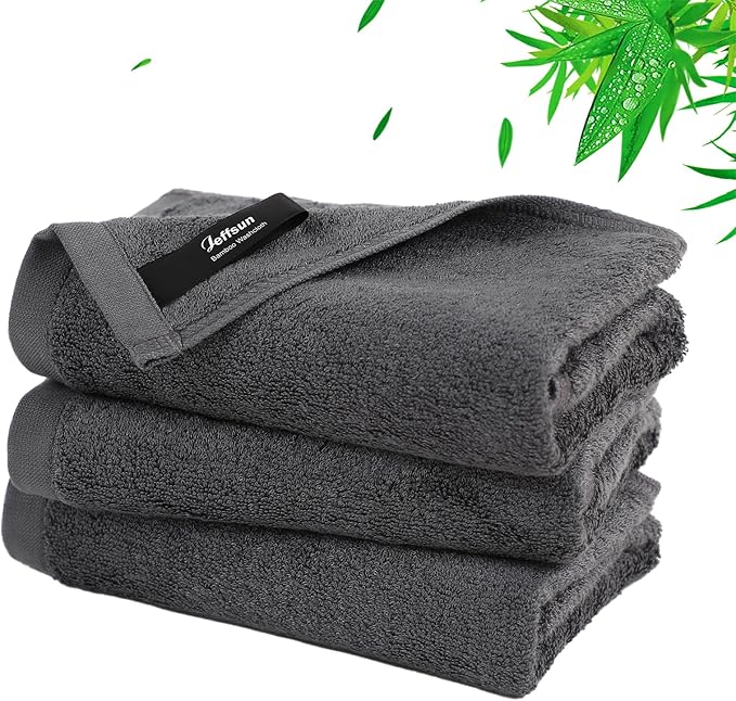 Reusable Makeup Remover Towels, 13x13 inch Large Bath Washcloths for Face and Body, Super Soft and Gentle Face Towels on Sensitive Skin, Easy to Clean Fast Dry Dark Grey Facial Cleansing Cloths