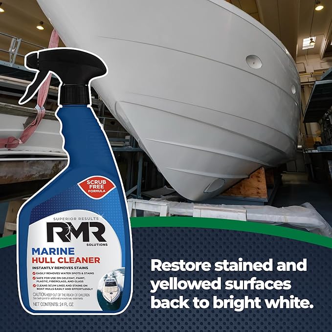 RMR Marine Hull Cleaner, Heavy Duty Boat Wash for Cleaning Slimy & Grimy Surfaces, Rust, Stain, & Water Spot Remover, 24 Ounce Spray