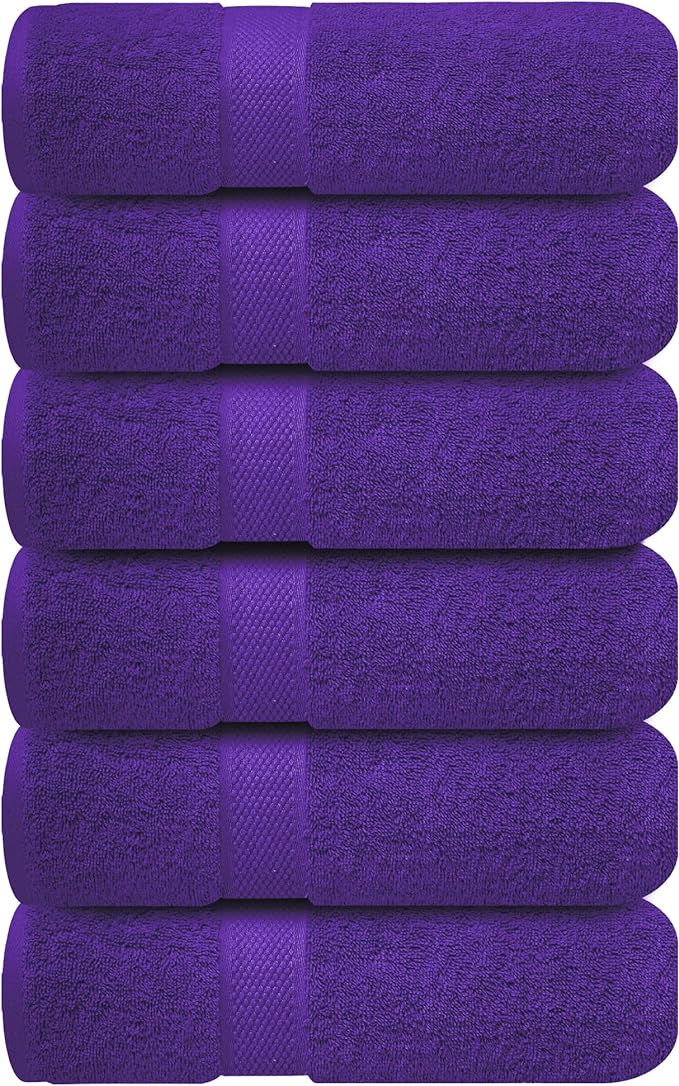 Infinitee Xclusives Purple Hand Towels for Bathroom - Set of 6 (16x28 inches) 600 GSM, 100% Cotton Ultra Soft, Quick Drying, Hotel Quality Hand Towel Set (Profound Purple)
