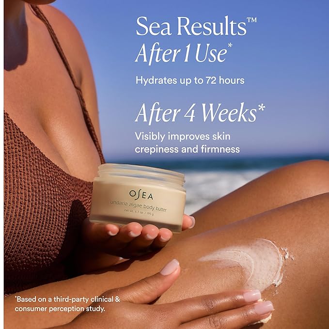 OSEA Undaria Algae™ Body Butter 6.7 oz - For Dry Skin - Ultra Hydrating Whipped Shea Butter + Ceramides - Vegan Skincare & Clean Bodycare - Thick Body Cream - For Extremely Dry Crepey Skin