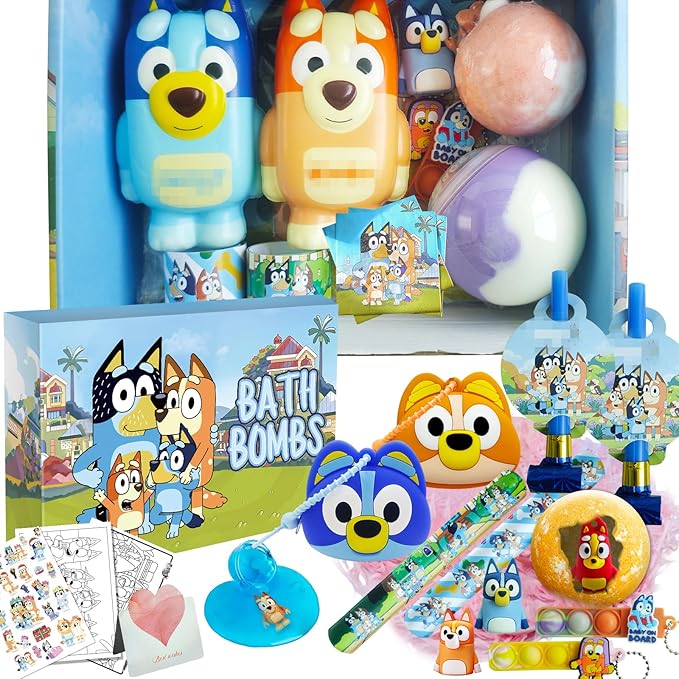 Birthday Gifts Set for Kids: Bath Bombs with Surprise Toy Inside, Bath Slime, Fidget Squishy Toys, Pop Fidget Toys, Silicone Coin Purse, Slap Bracelets, Pencil Sharpener, Relaxing Gift Set for Kids
