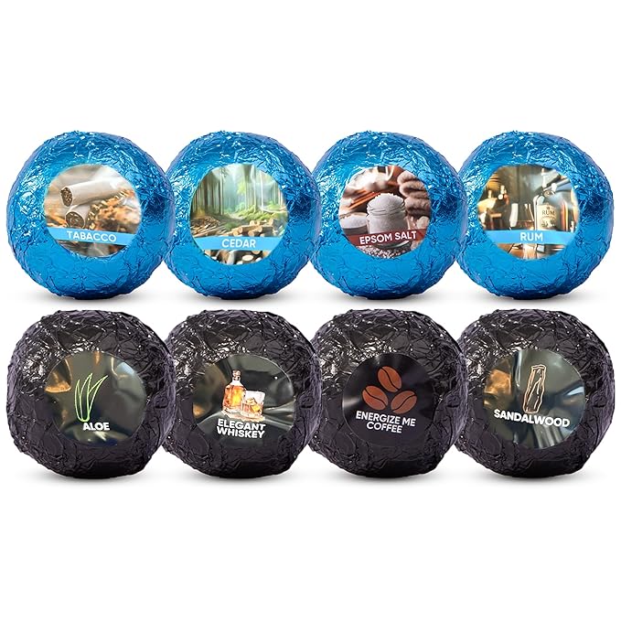 Bath Bombs for Men - Mens Relaxing Bath Bombs Gift Set - Organic with Masculine Scents for Him - 2.5 Oz Each - Gift Set of 8 Scented with Natural Essential Oils for Boyfriend, Husband or Father
