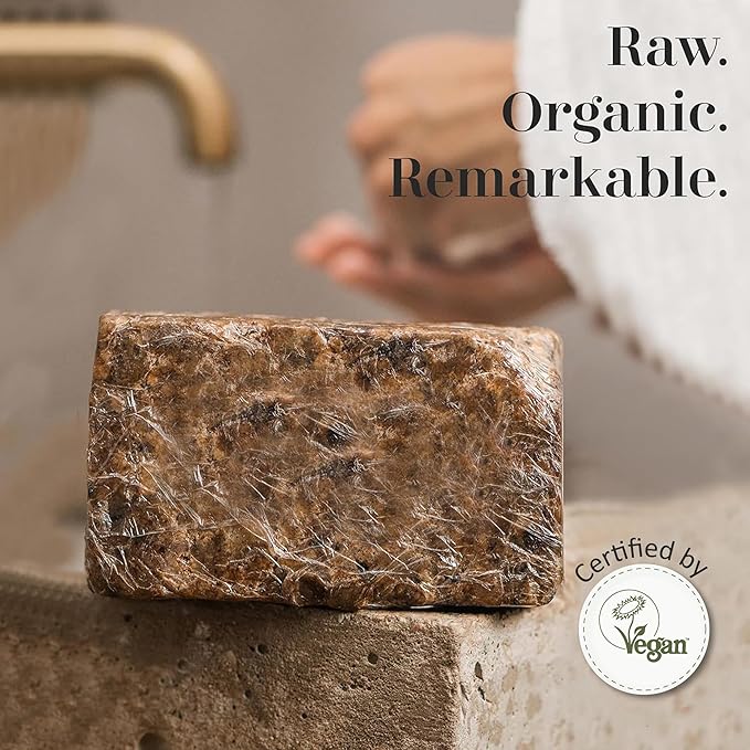 era of nature Best Raw ORGANIC AFRICAN BLACK SOAP, for Dry Skin and Skin Conditions. Pure & Natural Ingredients, Imported From Ghana - 3LB (48oz)