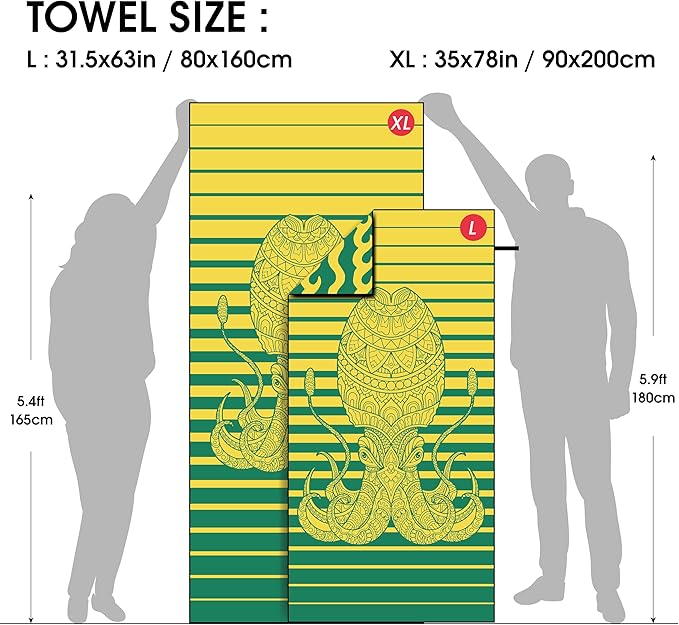 4Monster Microfiber Beach Towel Quick Dry,Super Absorbent Lightweight Travel Towel for Swimmers, Sand Free Camping Towel, Beach Towels for Pool,Swim,Water Sports,Yoga