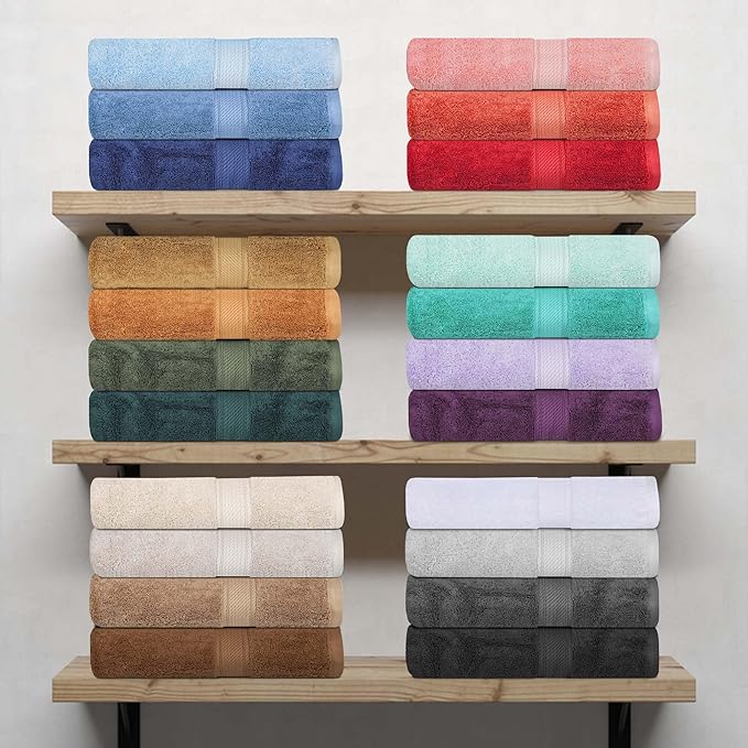 Superior Egyptian Cotton Pile 8 Piece Towel Set, Includes 2 Bath, 2 Hand, 4 Face Towels/Washcloths, Ultra Soft Luxury Towels, Thick Plush Essentials, Guest Bath, Spa, Hotel Bathroom, Charcoal