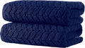 BAGNO MILANO Turkish Bath Towels, Soft Plush Jacquard Luxury Bath Towels, Quick Dry Towel Set (Navy, 2 pcs Bath Towel Set)