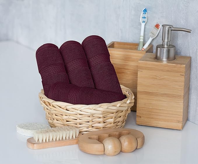 Utopia Towels 8 Piece Luxury Towel Set – Majestic Plush, Super Absorbent & Quicker-to-Dry, Thick 100% Ring Spun Cotton Towels for Bathroom, Spa & Hotel – 2 Bath, 2 Hand, 4 Washcloths, Burgundy