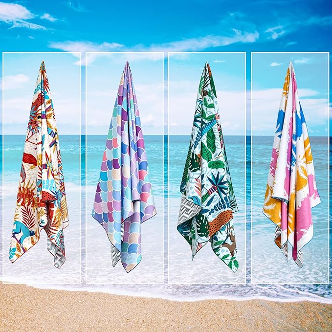 2 Pack Microfiber Beach Towel, Oversized Pool Towel 75”x 35”, Sand-Free Beach Towel, Quick Drying Camping Towel, Super Absorbent Bath Towel Blanket, Soft Breathable and Lightweight