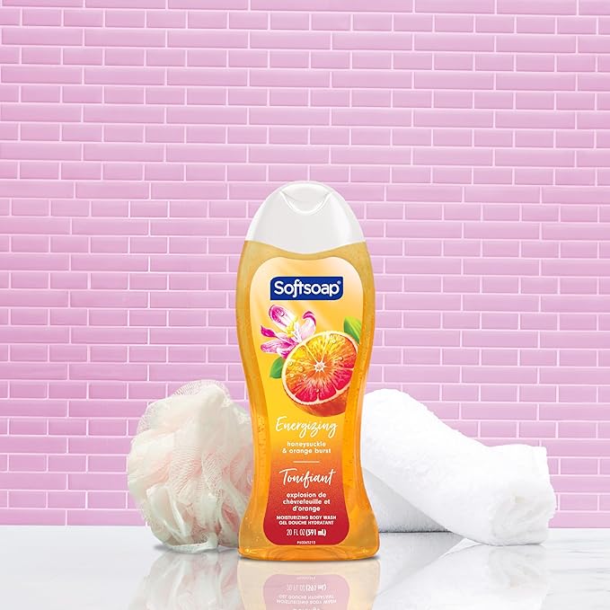 Softsoap Body Wash, Honeysuckle & Orange Burst Body Wash, 20 Ounce, 4 Pack