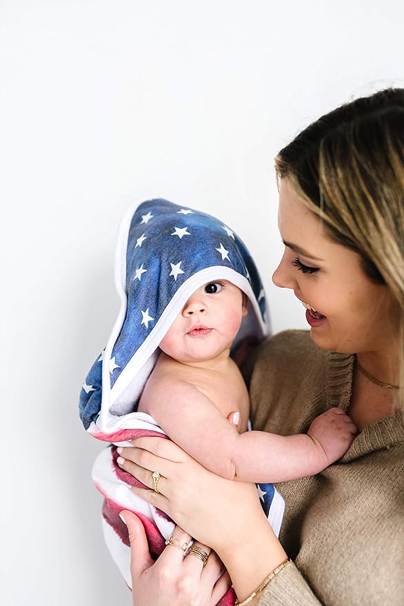 Copper Pearl Hooded Bath Towels Premium Knit/Terry Cloth Baby Towels with Hood, Pockets, and Cool Designs - Great to Gift and Make Bath Time Fun - Baby Bath Towel, Patriot