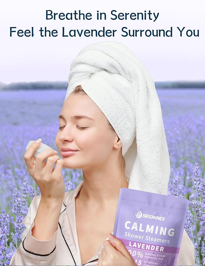 Shower Steamers Aromatherapy 15 Pack, Stress Relief & Self Care - Lavender Shower Bombs with Natural Essential Oil, Home Spa Shower Travel Essentials, Relaxation Birthday Gifts for Women & Men