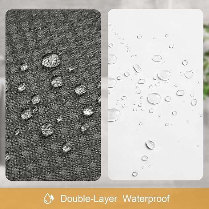 3 in 1 Extra Long Charcoal Grey Shower Curtain Set-72 W x 84 H, Modern Waffle and PEVA Liner Set with 12 Stainless Steel Hooks, Waterproof Fabric for Bathroom