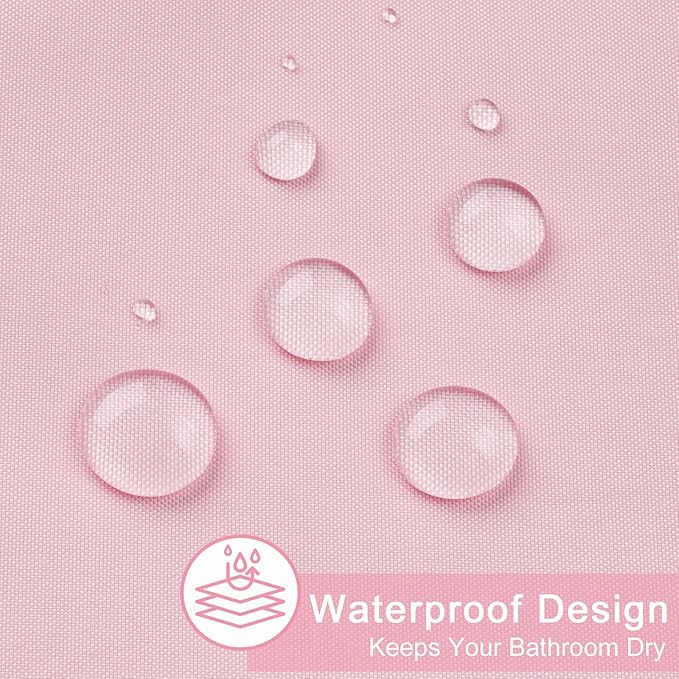 AooHome 72x96 inch Fabric Shower Liner, Extra Long Solid Color Shower Curtain with Hooks, Weighted Hem, Water Repellent, Pink
