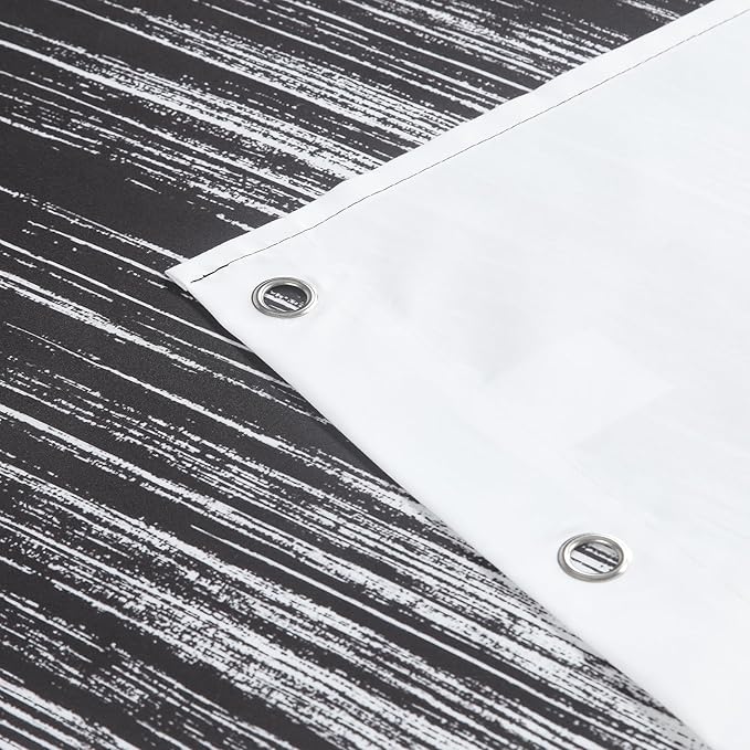 Extra Long Fabric Shower Curtain, Black and White Microfiber Cloth Shower Curtains for Bathroom, Modern Waterproof Bathroom Curtains, 72" W x 84" H