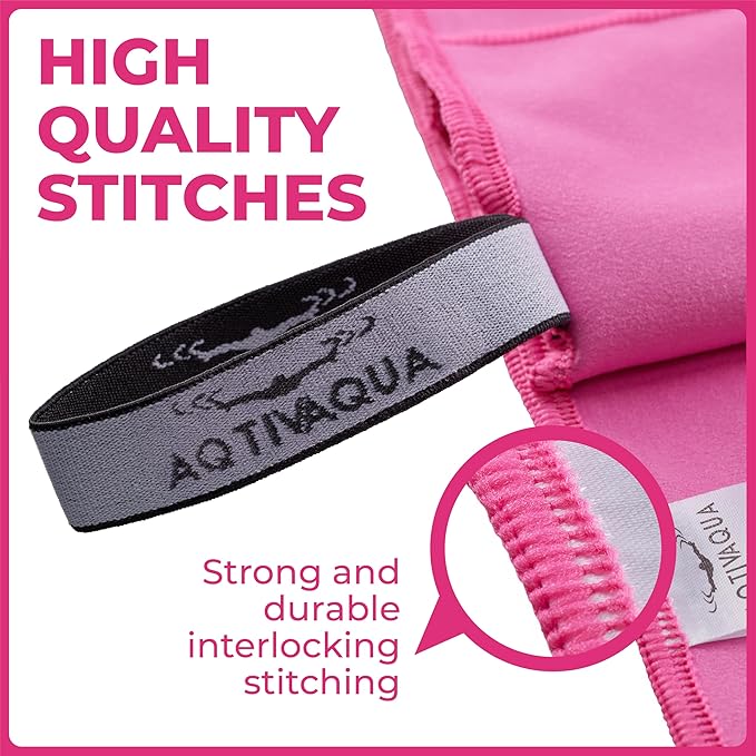 AqtivAqua Quick Dry Towel - Lightweight Microfiber Travel Towel w/Bag - Fast Drying Towel Set for Camping, Beach, Pool, Gym, Backpacking, Sports, Yoga & Swim Use, Hiking (Pink, M:24"x40")