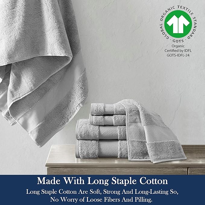 Delara Organic Cotton Luxuriously Plush Bath Towel 20 Piece Set|GOTS & Oeko-TEX Certified|Premium Hotel Quality Towels|Feather Touch Technology|650 GSM Long Staple|Soft, Quick Dry & Ultra-Absorbent