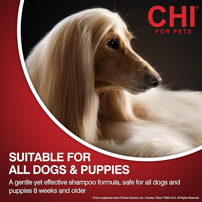 CHI for Dogs Deep Moisture Shampoo - Best Hydrating Formula for Dry Skin - Moisturizing Dog Wash with Soothing Ingredients - Paraben and Sulfate Free - Made in USA, 16 Fl Oz