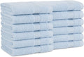 Arkwright Bath Washcloths 12 Pack - Super Soft 100% Cotton, 600 GSM Quick Dry & Absorbent, Luxury Face & Body Wash Cloth Towels for Hotels, Spa, and Vacation Rentals, Misty Blue