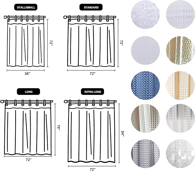 NTBAY EVA Clear Shower Curtain with Checkered, Water-Repellent Liner with 3 Magnets for Bathroom, 72x72 Inches