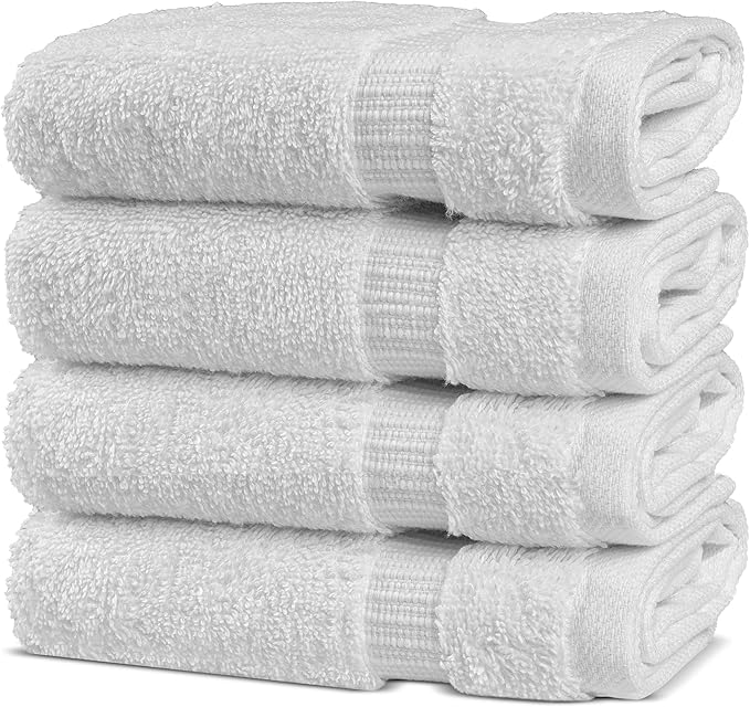 Chakir Turkish Linens | Hotel & Spa Quality 100% Cotton Premium Turkish Towels | Soft & Absorbent (4-Piece Washcloths, White)