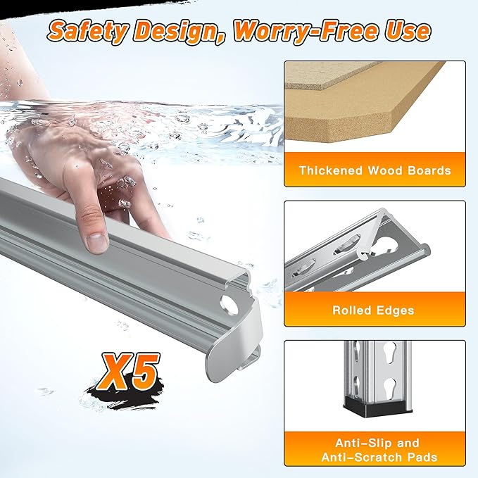 REIBII 40" W Garage Shelving 2500LBS Storage Shelves Adjustable Metal Shelving 5 Tier Pantry Shelves for Garage Closet Kitchen Basement 40" W x 19.7''D x 72''H, Silver
