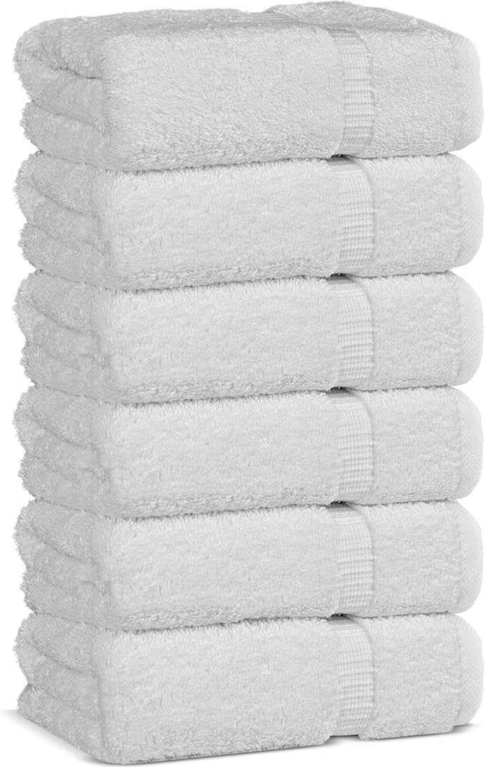 Chakir Turkish Linens | Hotel & Spa Quality 100% Cotton Premium Turkish Towels | Soft & Absorbent (6-Piece Hand Towels, White)