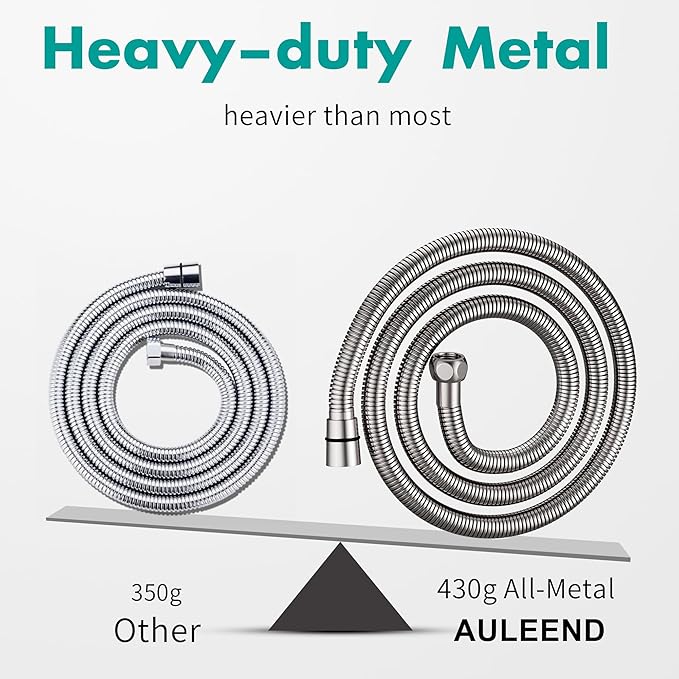 shower hose 304 stainless steel extra long shower hose replacement handheld shower head hose extension (Brushed-Nickel, 78 inch)