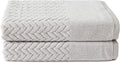 Texere 100% Organic Cotton Jacquard 650 GSM Premium Bath Towel Sets - Extra Absorbent Quick Dry and Plush (Cable, Light Taupe, 2 Bath Towels)
