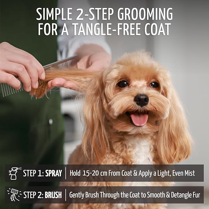 Tauro Pro Line Dog Detangler Spray - Dematting Dog Leave in Conditioner Spray Perfect for Golden Doodle, Poodle, Other Breeds & Cat Matted Hair Grooming (Fur Growth - 8.45 Fl Oz)