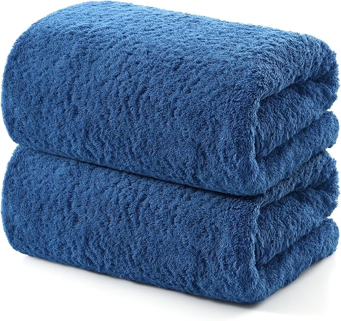REDKISS 2 Piece Luxury Bath Towel Set - 31x62 inch Oversized Thick Bath Sheets, 100% Cotton, 900 GSM, Super Soft, Highly Absorbent, Quick Dry Large Shower Towels for Bathroom, Pool, Gym, Spa, Navy