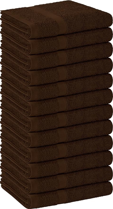 Utopia Towels Dark Brown Salon Towels, Pack of 72 (Not Bleach Proof, 16 x 27 Inches) Highly Absorbent Towels for Hand, Gym, Beauty, Hair, Spa, and Home Hair Care