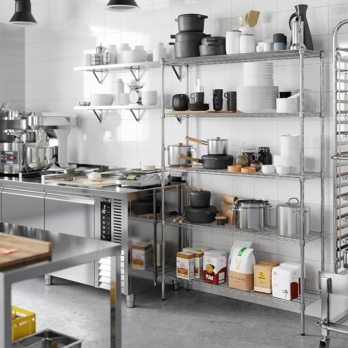 14" Deep x 48" Wide x 74" Height Wire Shelving Kit | 5-Tier | NSF Commercial Storage Rack Unit